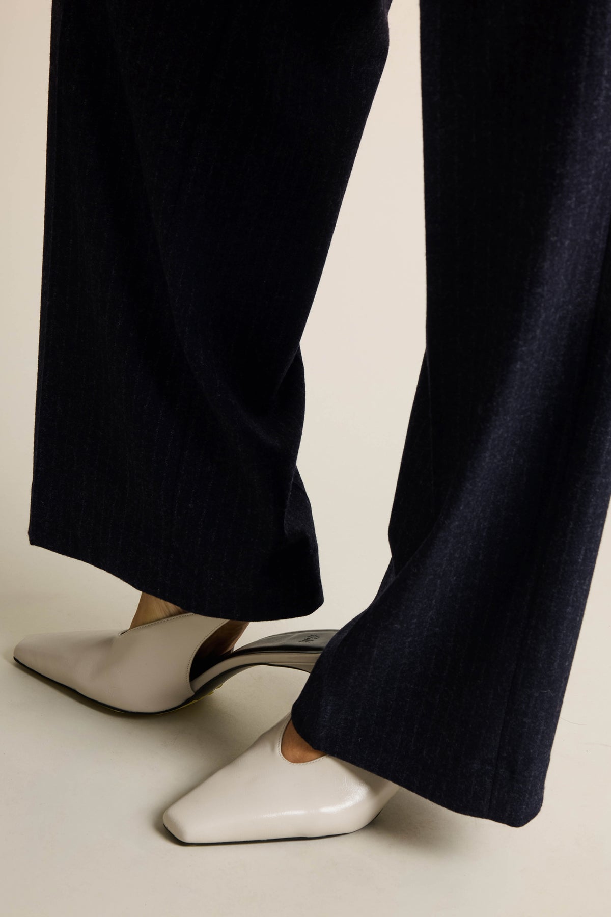 Navy Striped Flannel Palazzo Pants