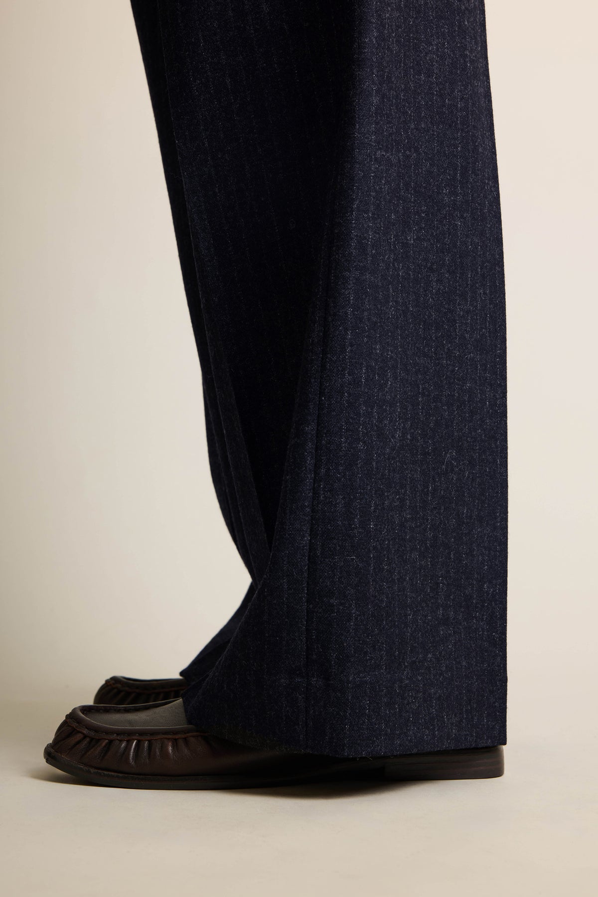 Navy Striped Flannel Palazzo Pants