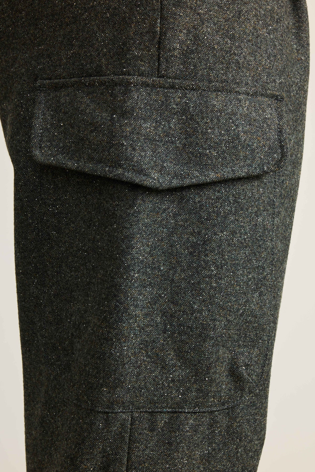 Pantalon cargo flanelle kaki foncé