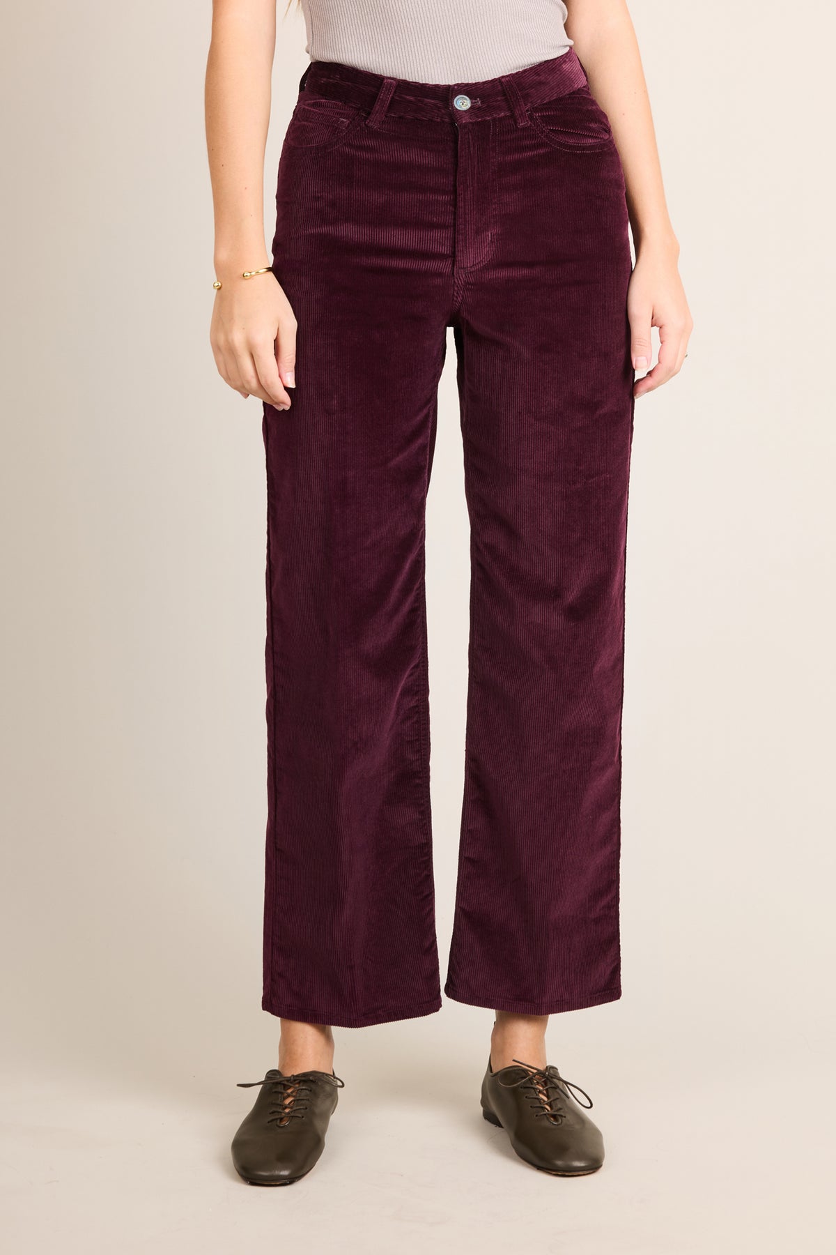 Pantalon flare velours prune
