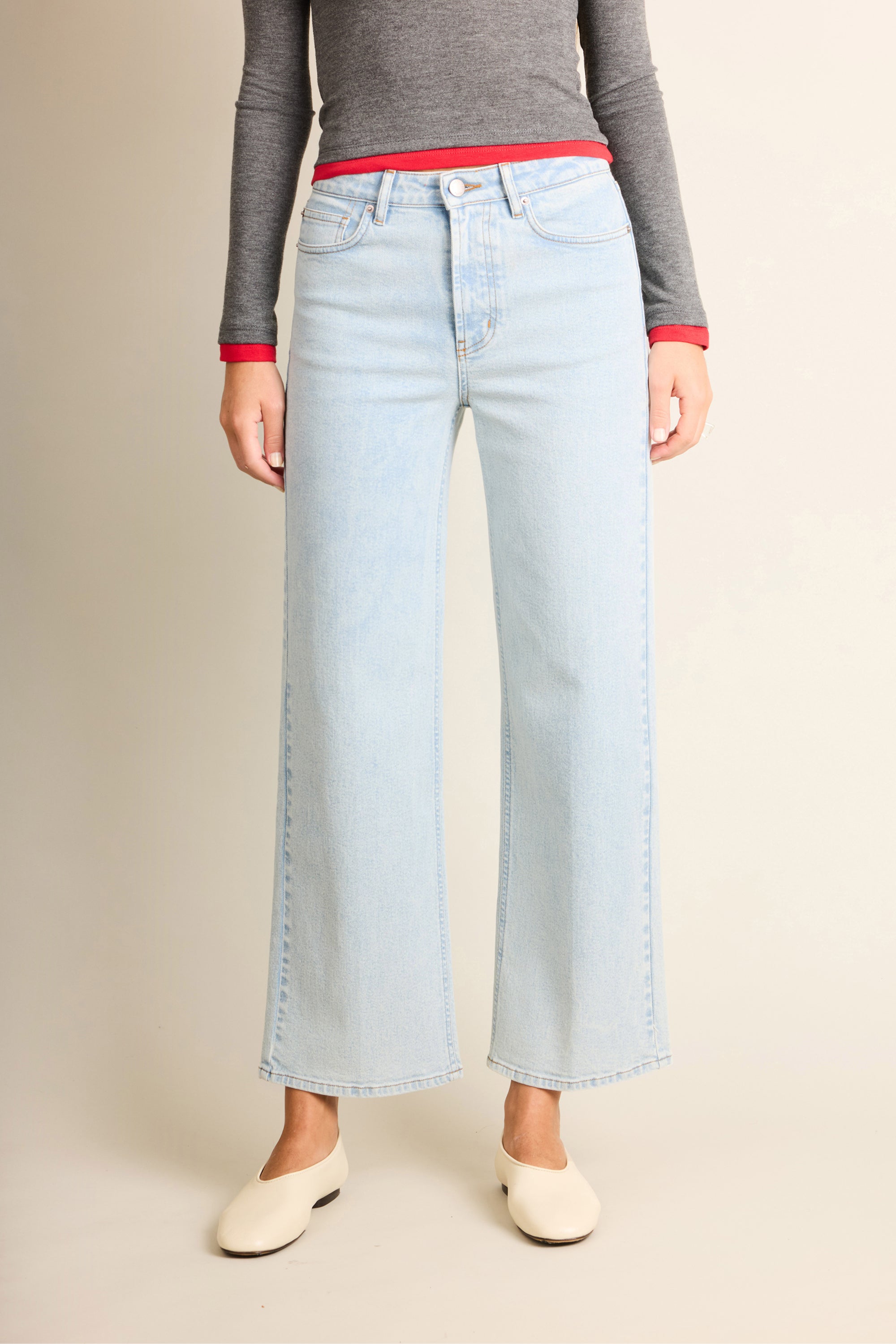 Ice blue flared jeans