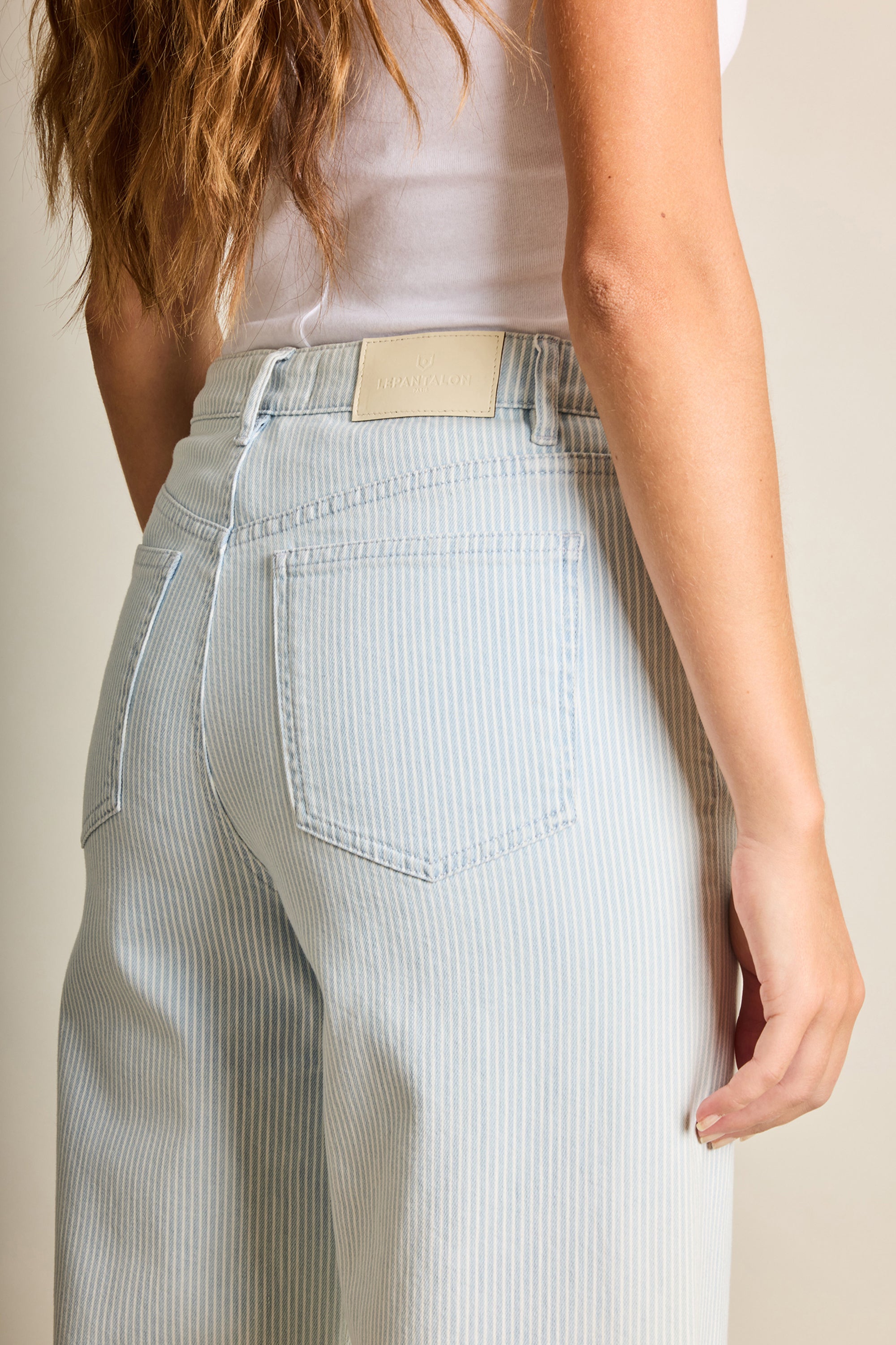 Striped flare jeans