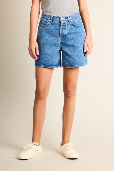 Short en denim usé Femme | Bleu