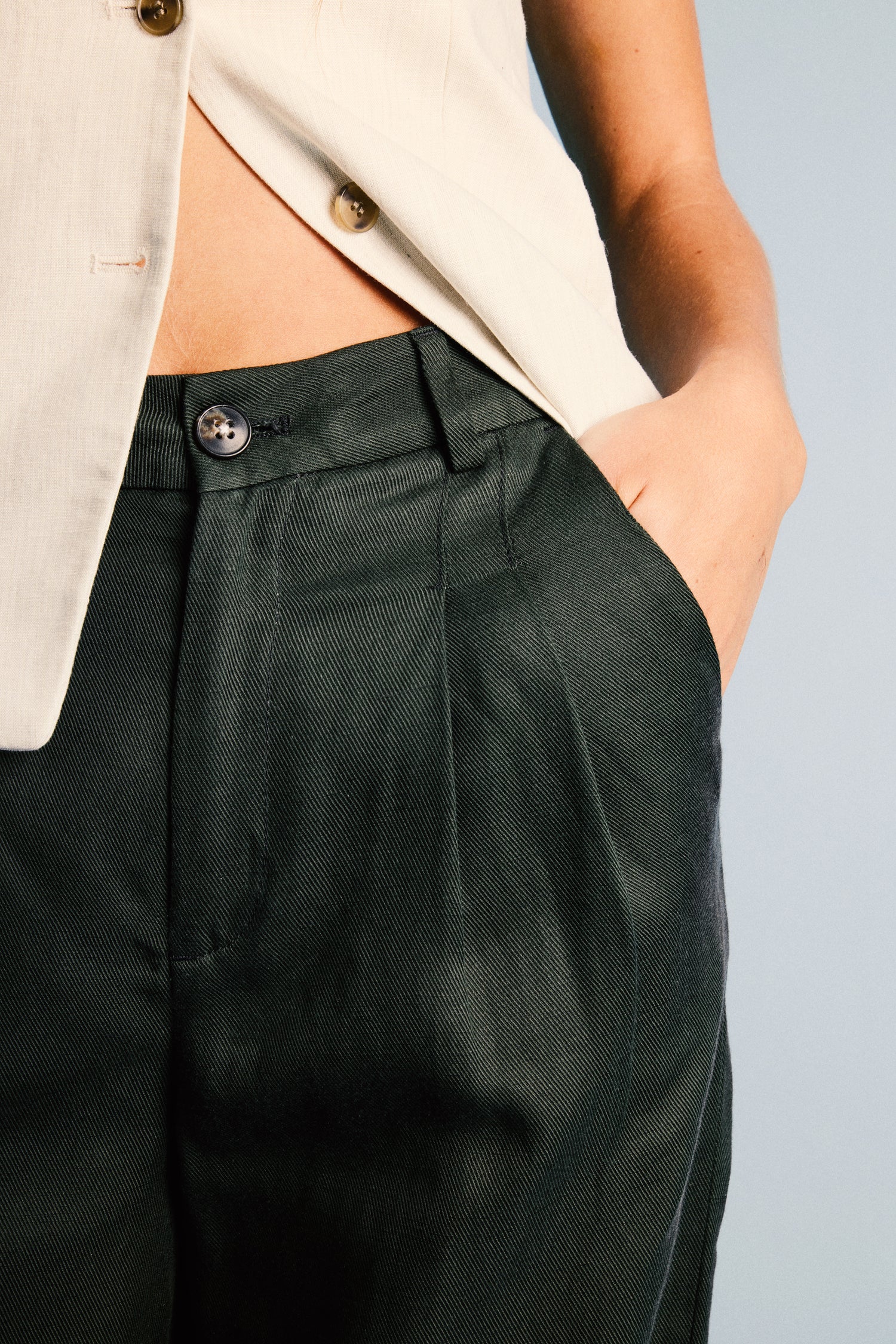 Pantalon à pinces léger vert