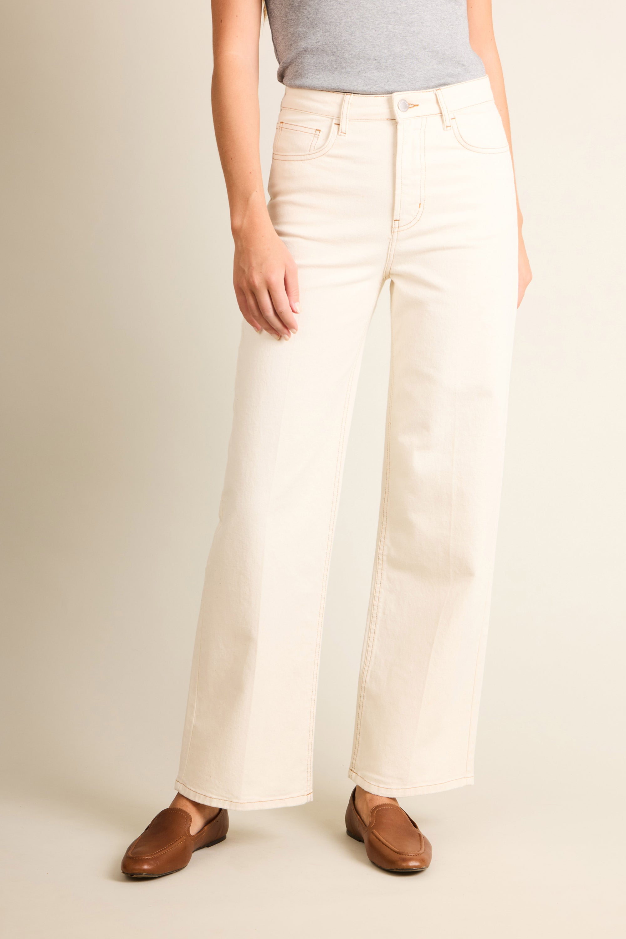 Ecru flare jeans