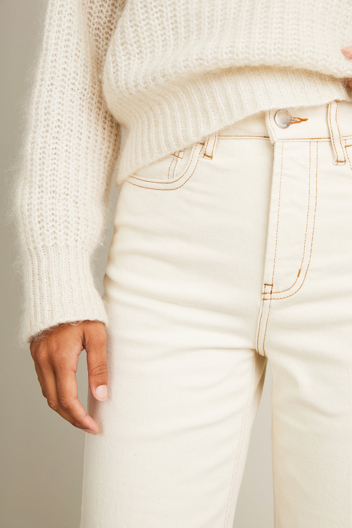 Ecru flare jeans