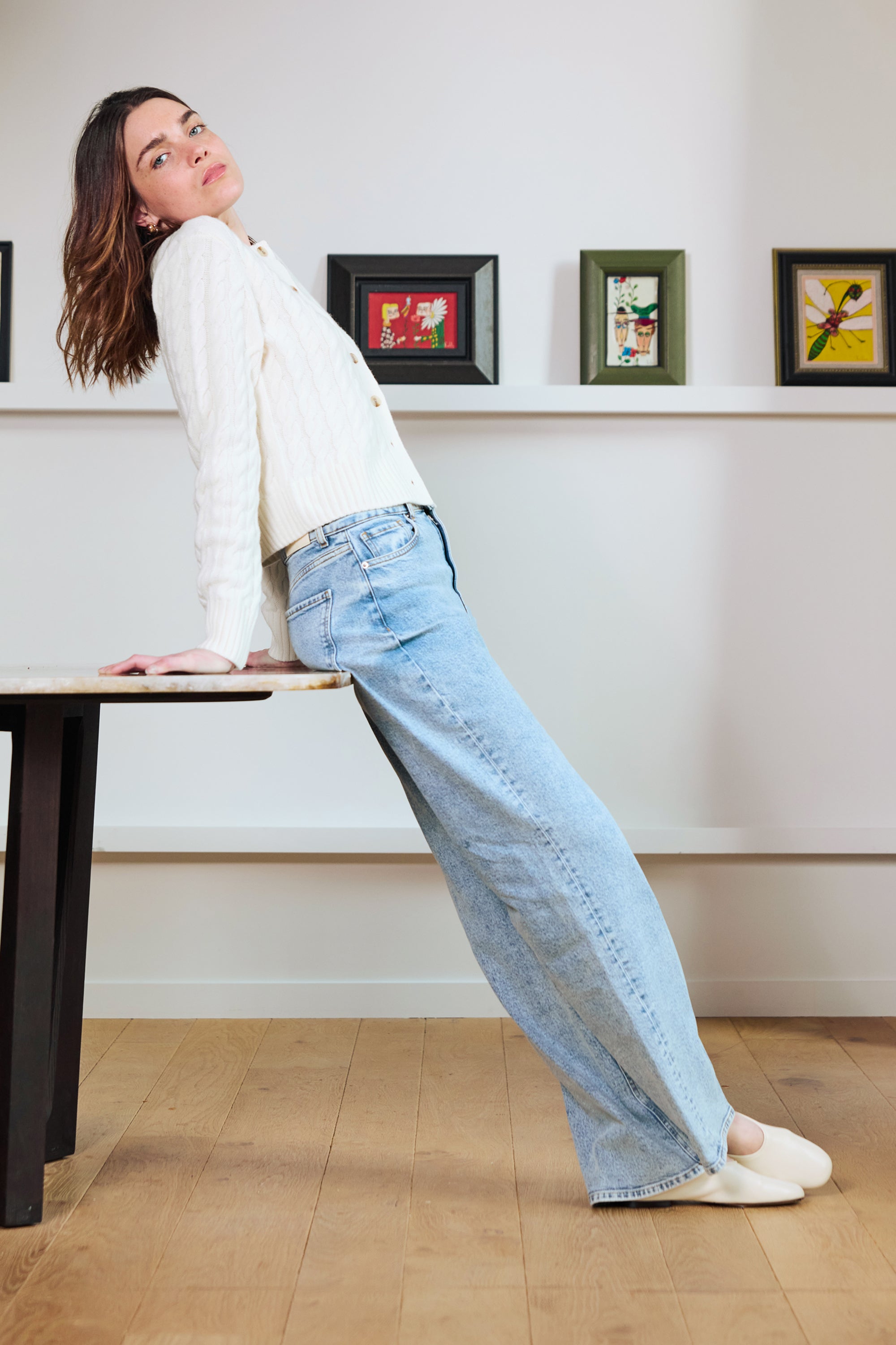 Bleached wideleg jeans