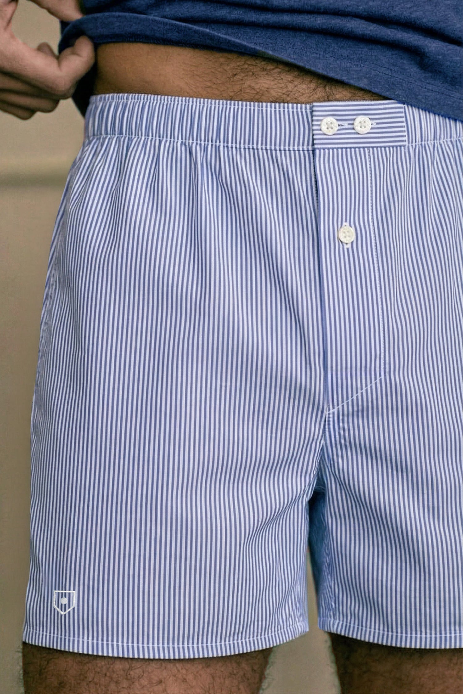 Blue striped boxers