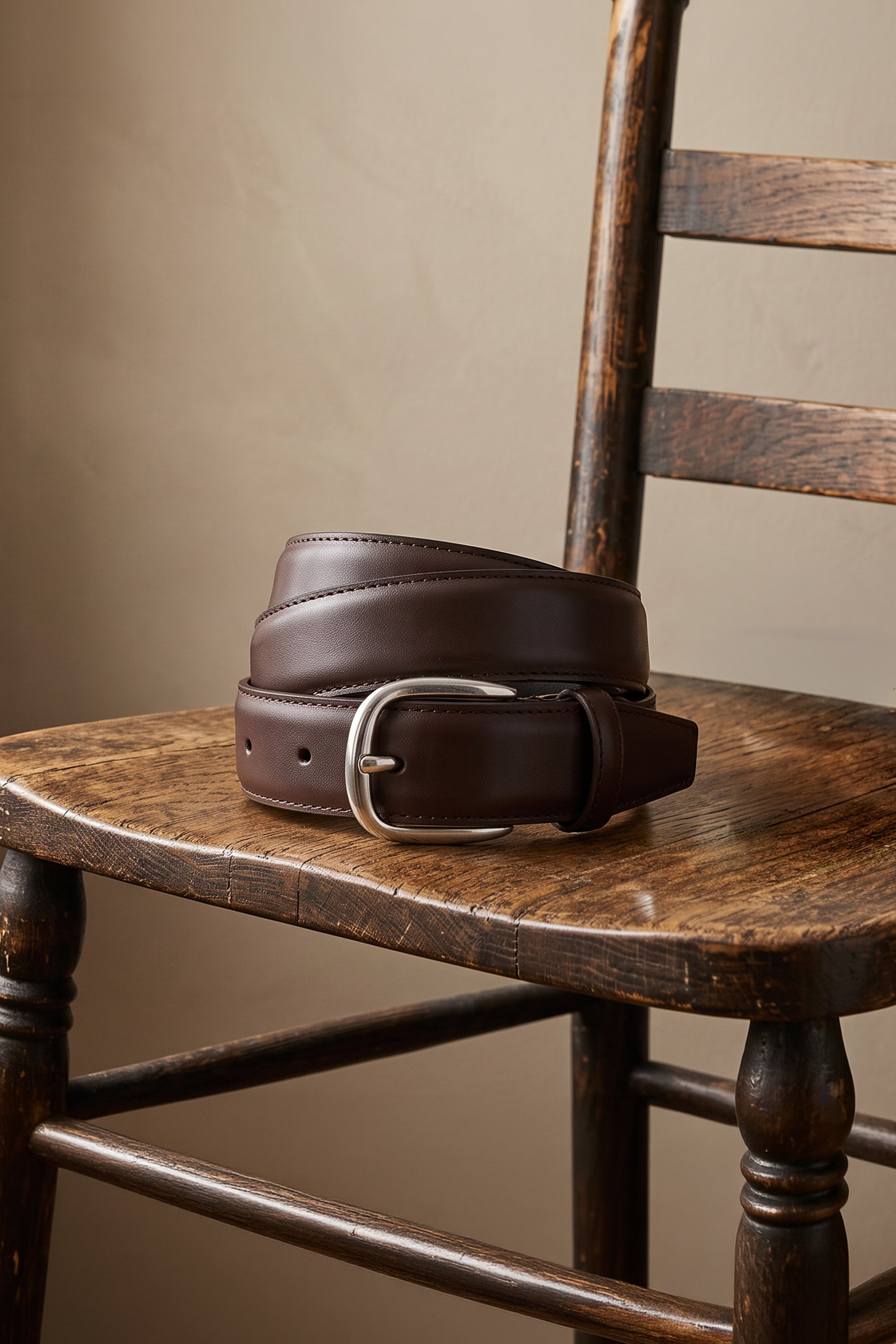 Ceinture en cuir lisse marron homme