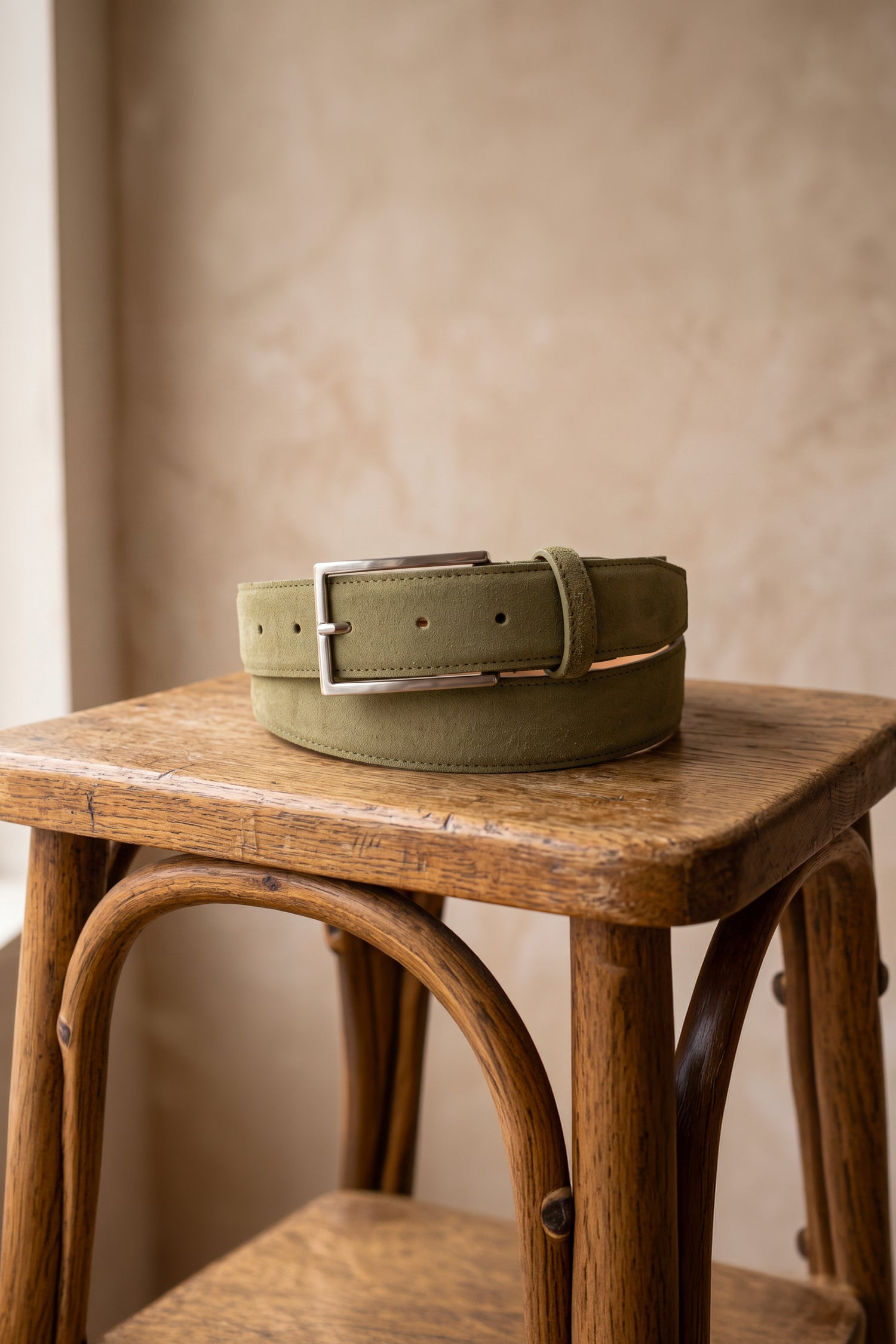 Olive green suede belt