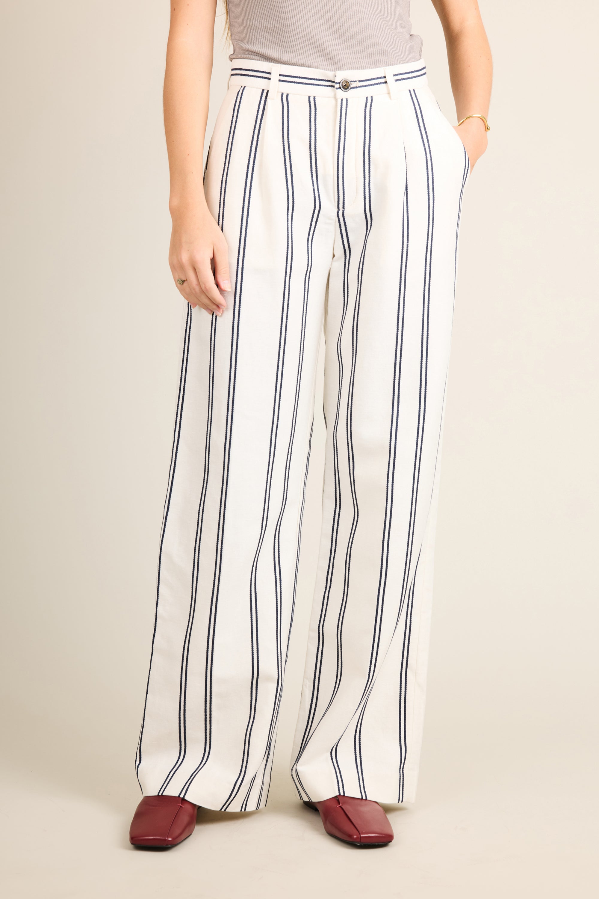 Pantalon palazzo léger rayé