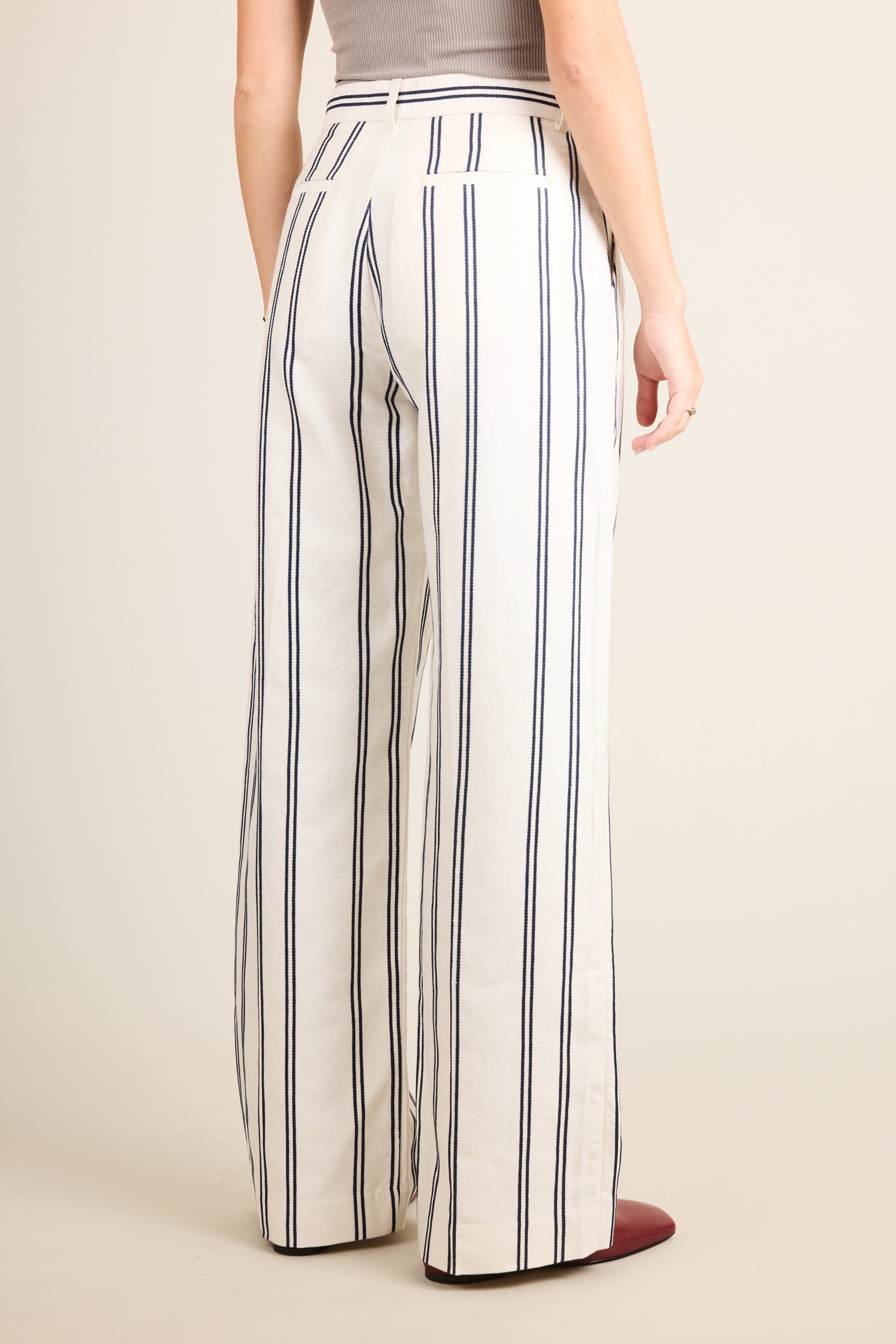 Pantalon palazzo léger rayé
