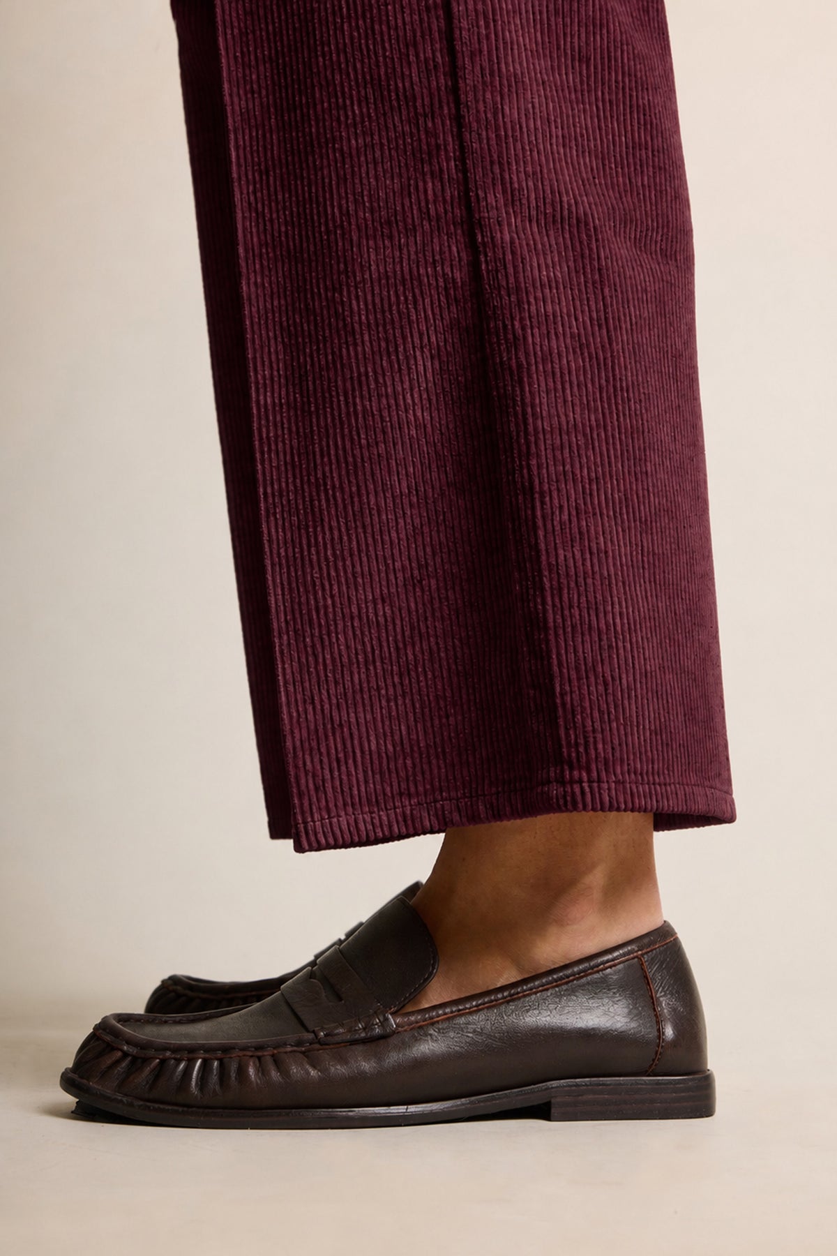Pantalon flare velours prune