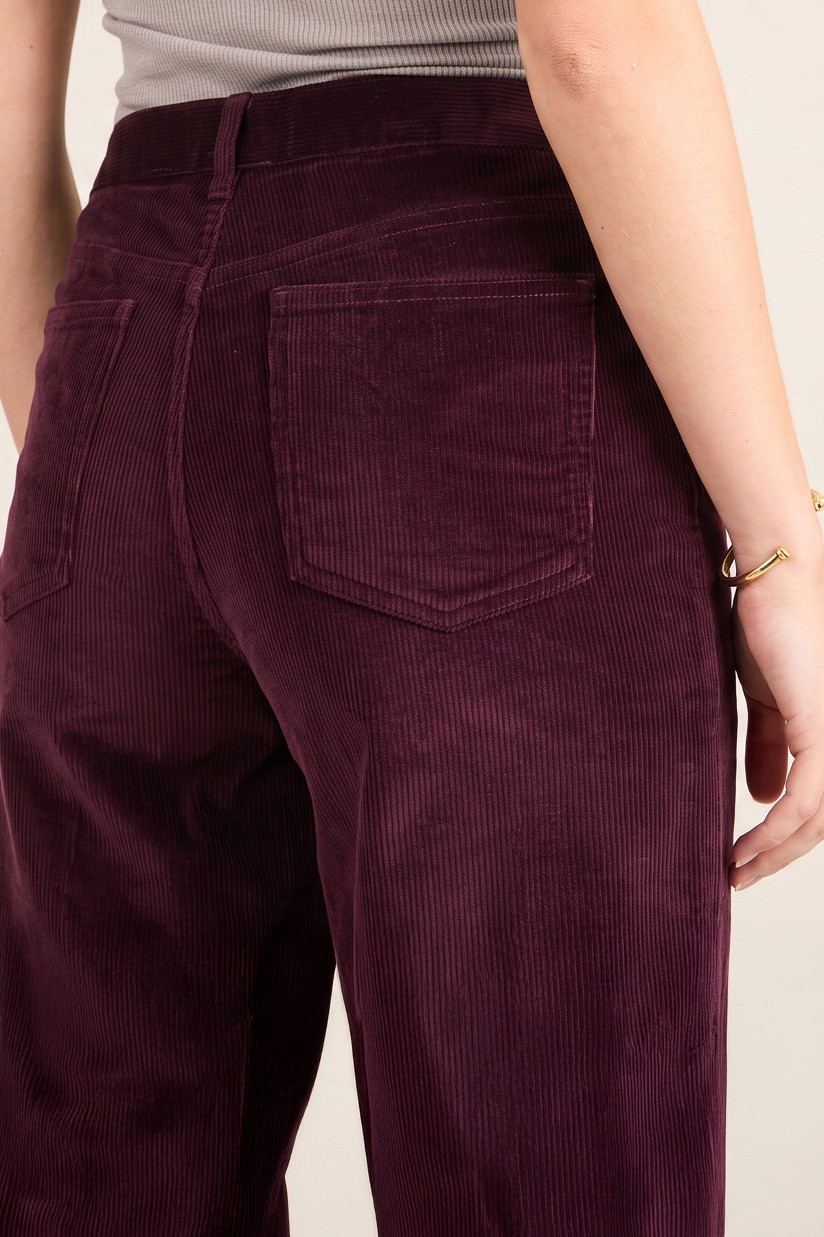 Plum corduroy flare trousers
