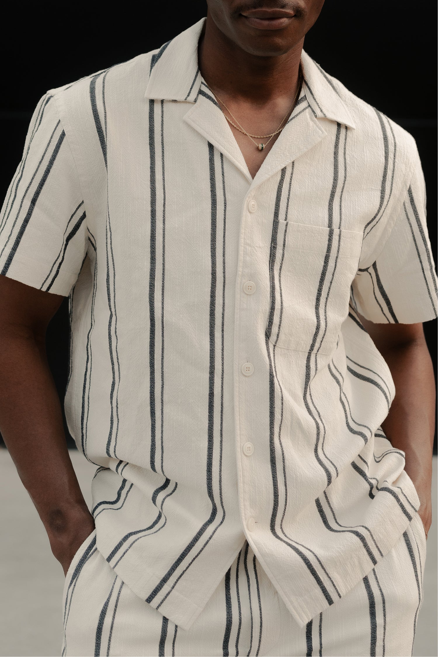 Chemise rayée écrue