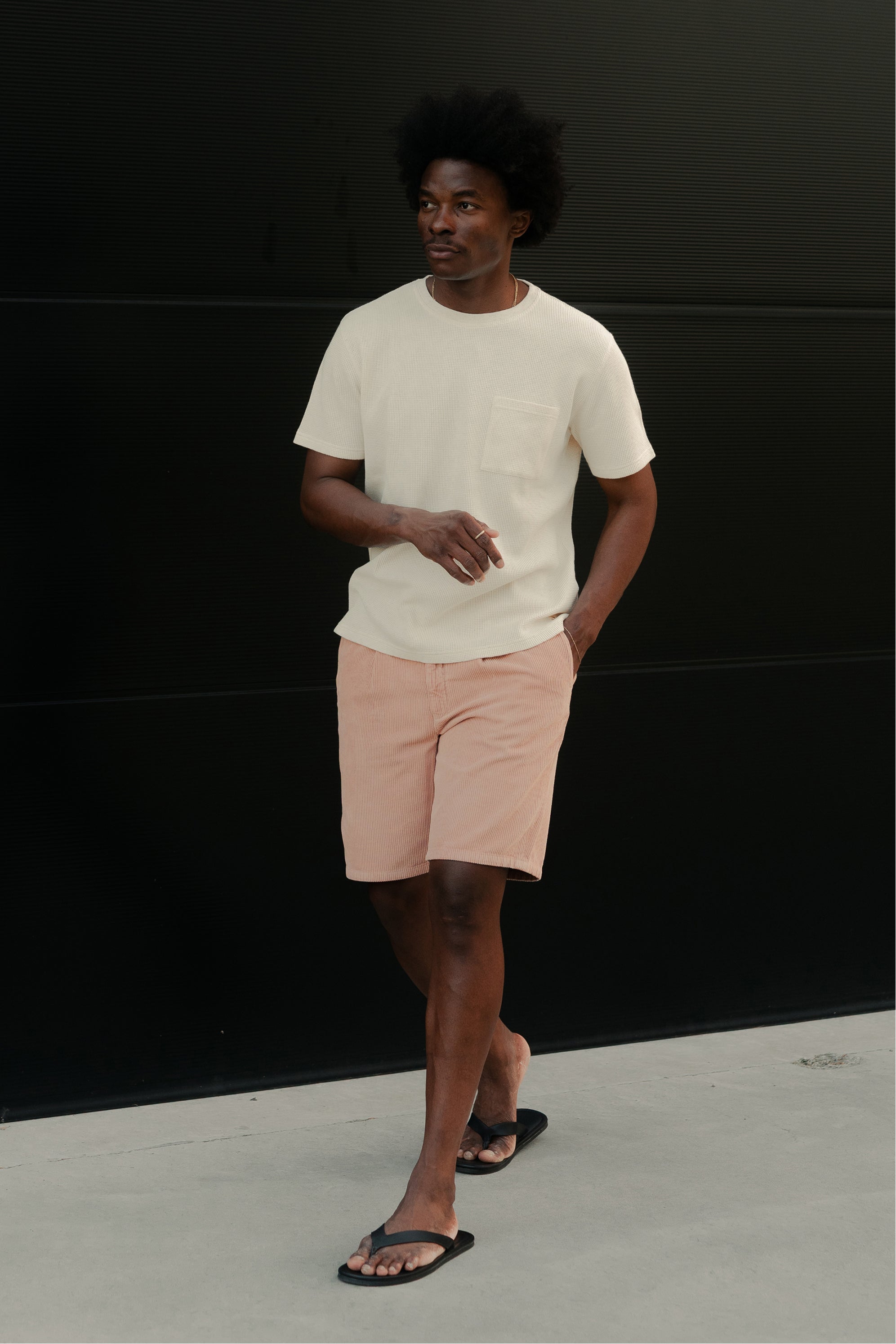 Old pink velvet Bermuda shorts