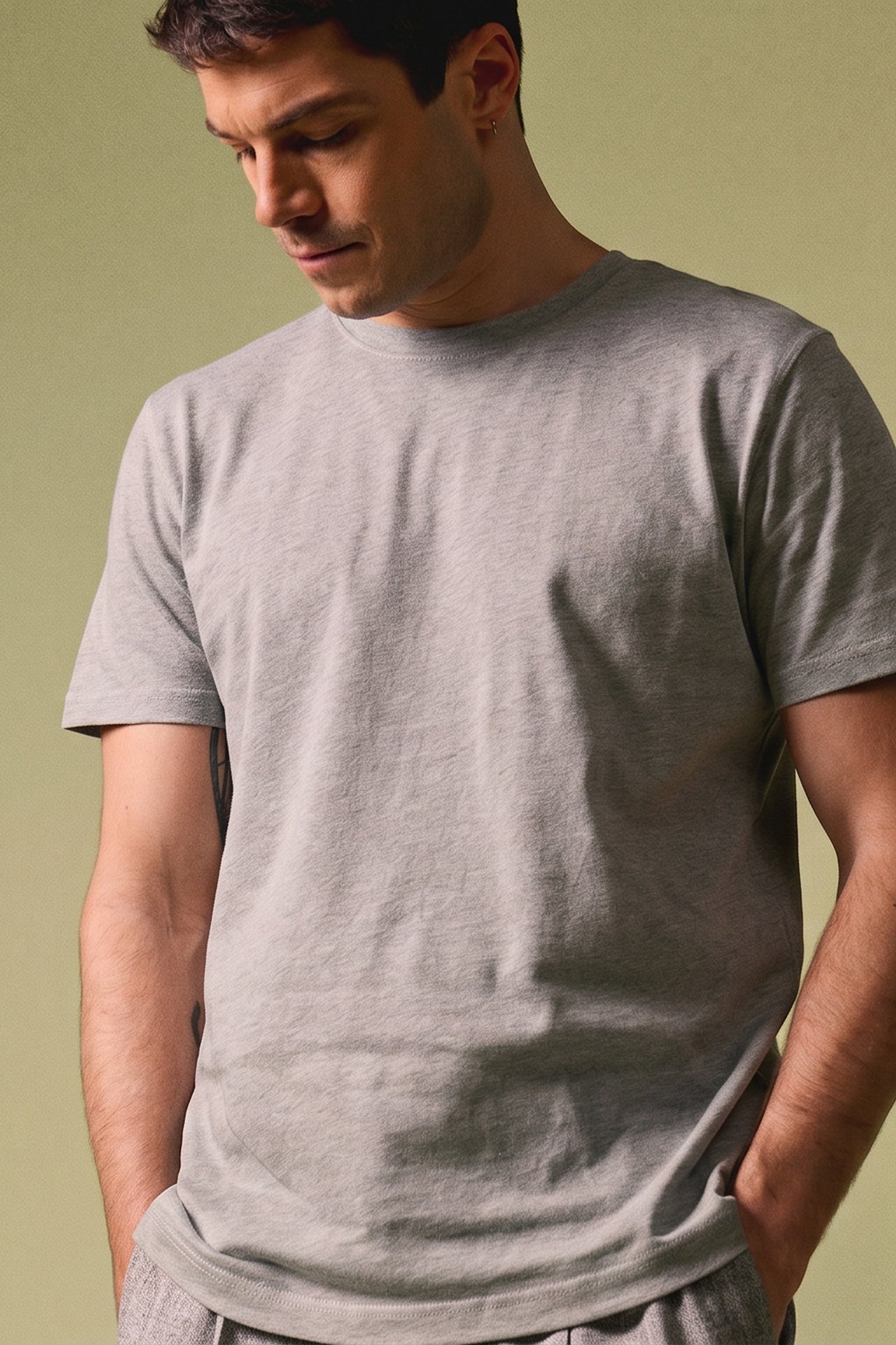 Tee-shirt coton épais gris chiné