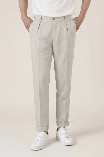 Pantalon à pinces léger gris clair