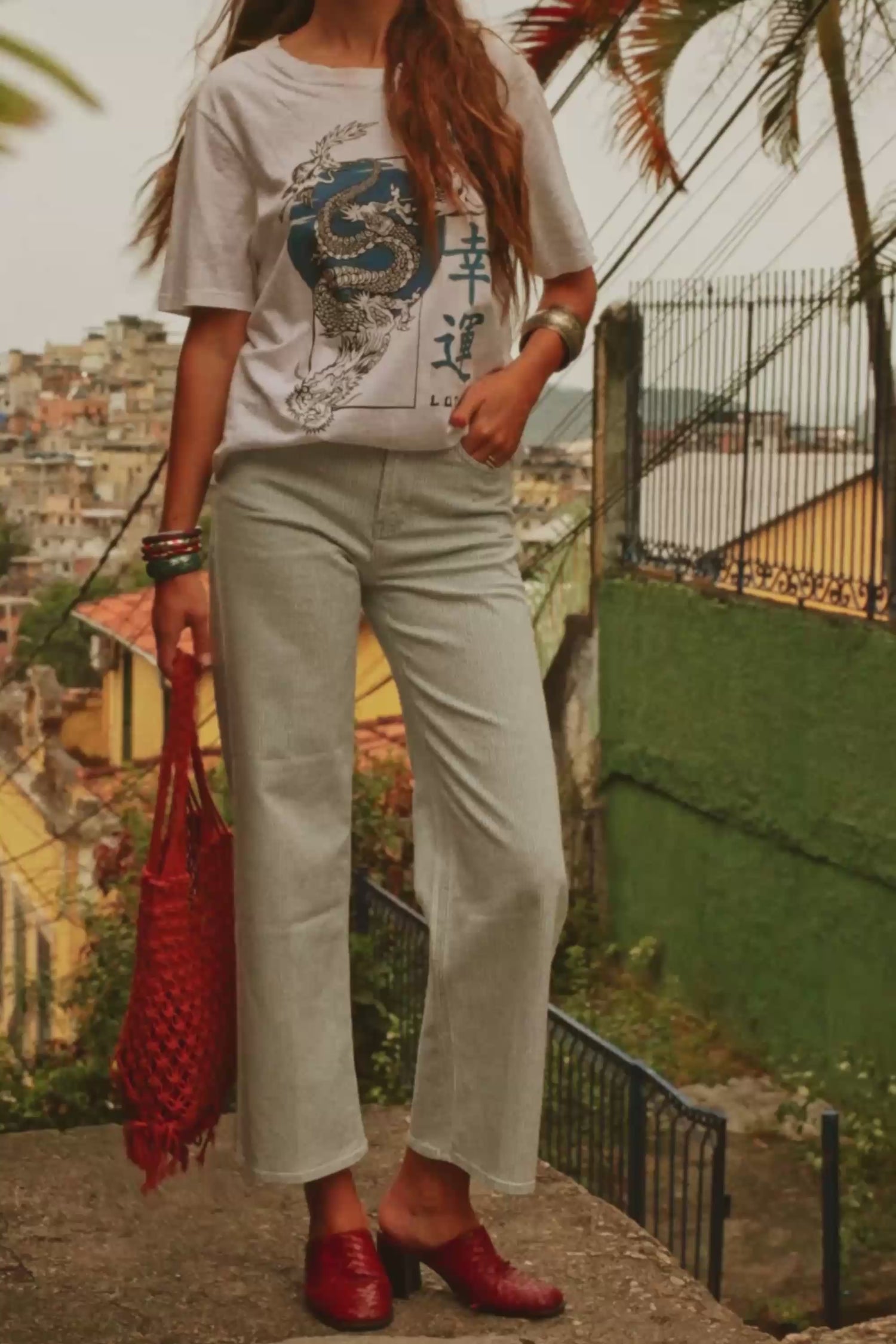 Jean flare rayé