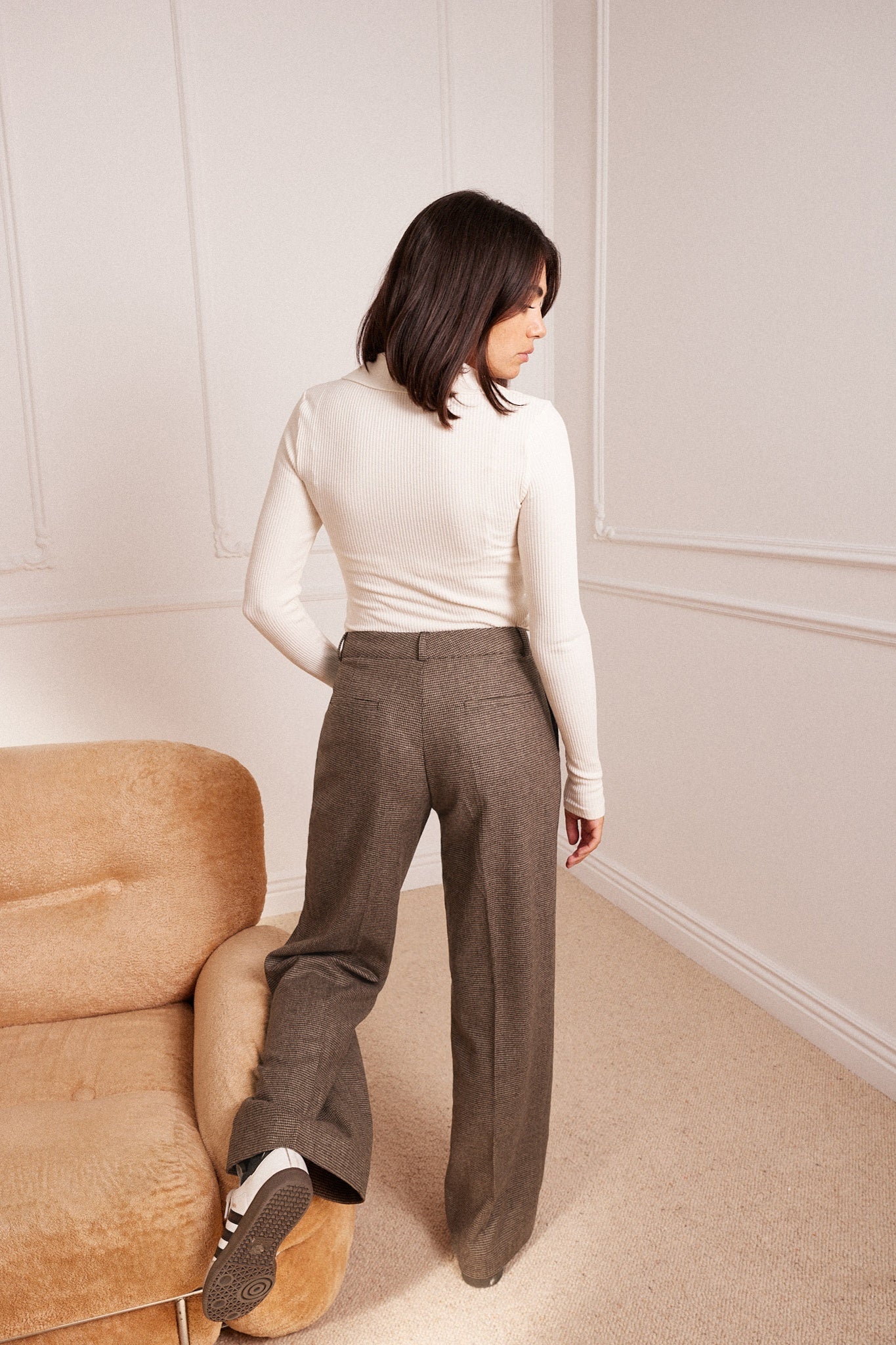 Pantalon Flanelle Palazzo Pied De Puce v1